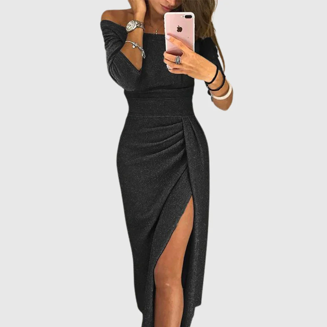 Nóra™ | Stílusos, elegáns midi ruha különleges alkalmakra