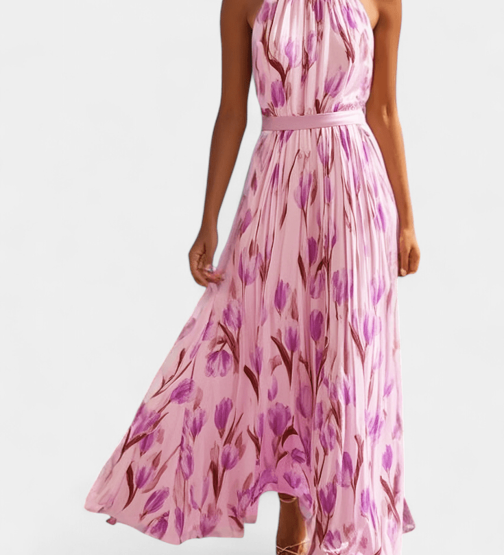 Nóra™ | Elegáns mintás, stílusos tavaszi maxi ruha