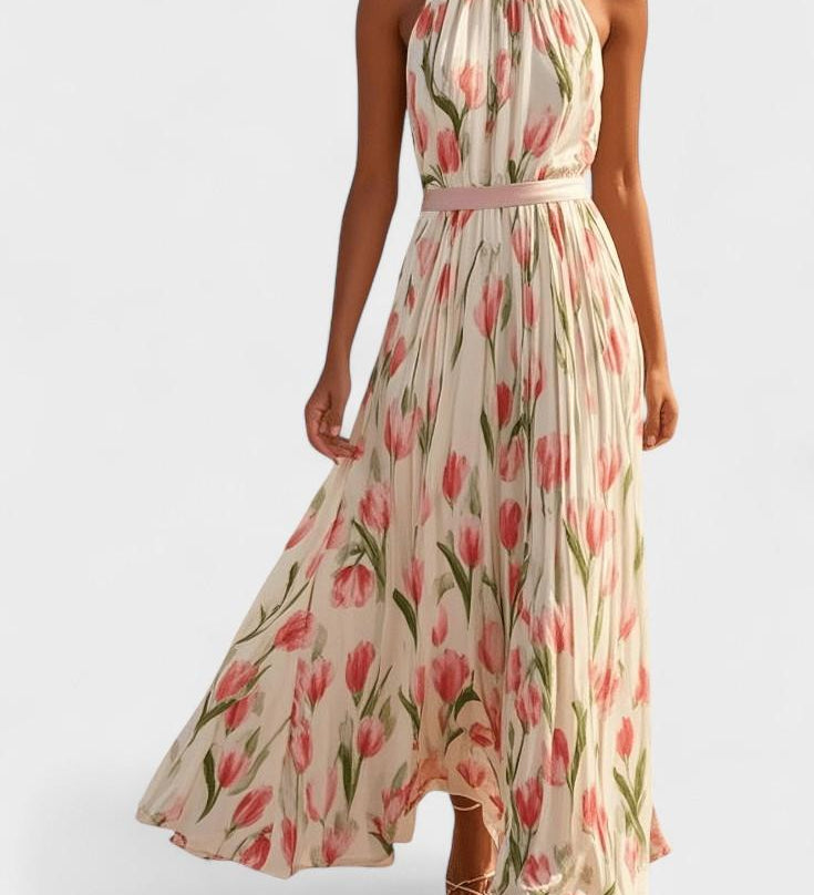 Nóra™ | Elegáns mintás, stílusos tavaszi maxi ruha