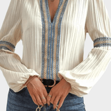 Nóra™ | Stílusos selyemblúz elegáns mintával